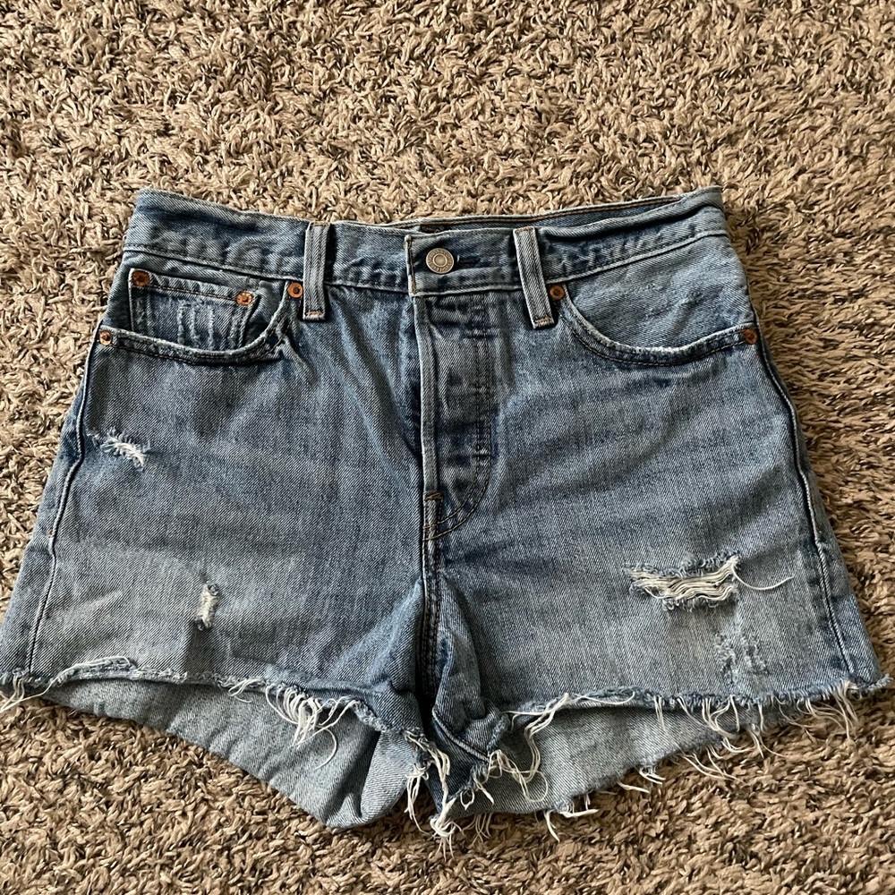 Denizen from Levi's Blue Jean Shorts Distressed Cut-Off